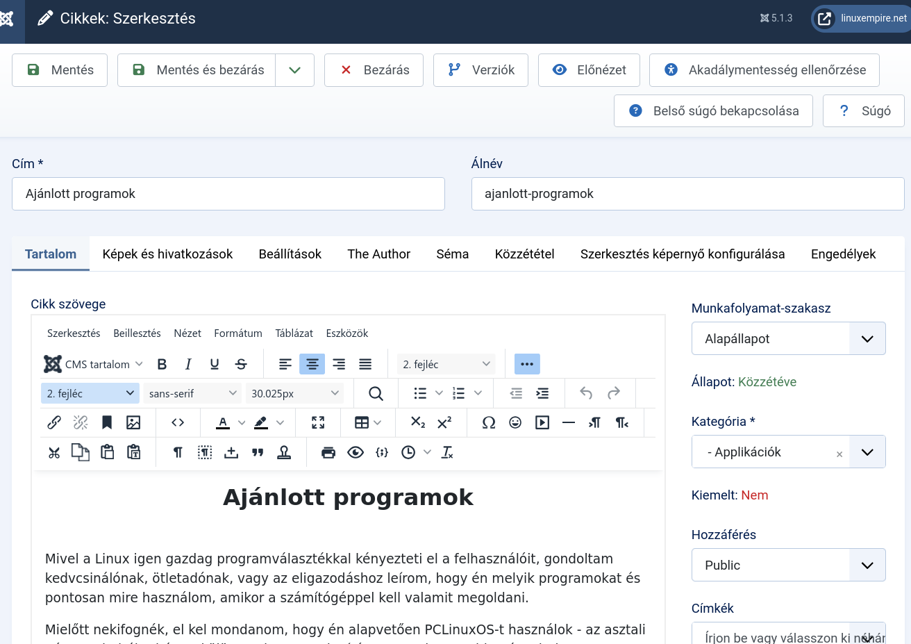 Ajanlott progtramok tartalomt
